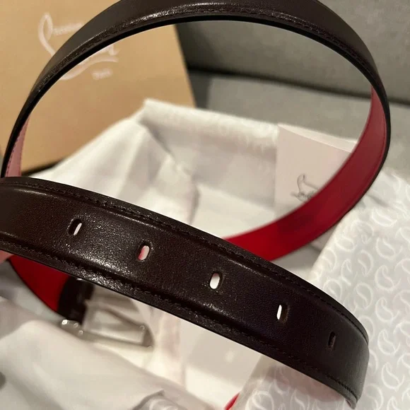 New Christian Louboutin Dark Brown Leather Belt - Picture 14 of 14